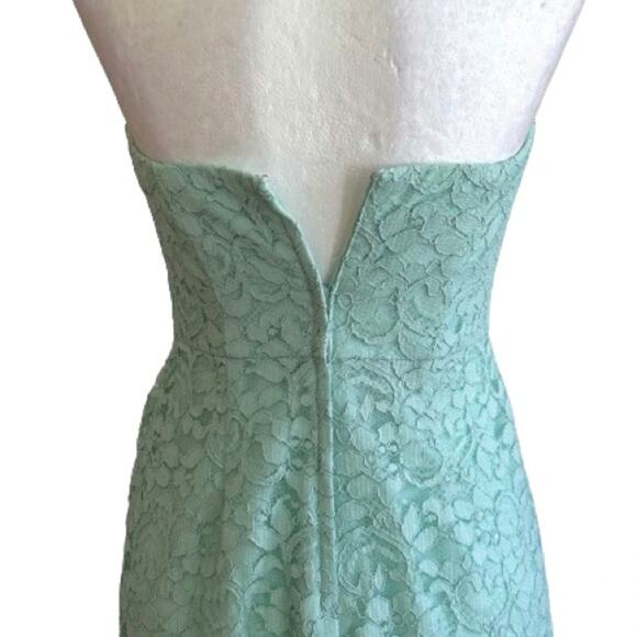 David’s Bridal Dress Mint Green Strapless Lace Gathered Cocktail Size 2 NEW - Picture 5 of 15